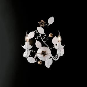 Applique Bella in Ferro Laccato Bianco Shabby 40x37x21 cm, 2xE14 - 42 Watt Max, Colore Bianco Shabby