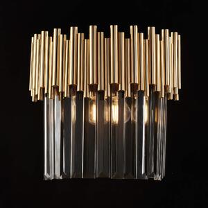 Applique Ravel in Ferro Dorato con Strass, 26x28x14 cm, Oro Lucido, 2xE14 - 42 Watt Max