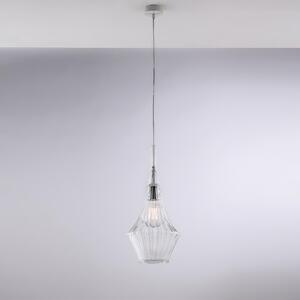 Sospensione Zeus in Ferro e Vetro Pyrex Trasparente, Dimensioni �20xH50-150 cm, 1xE27 - 55 Watt Max