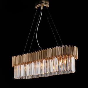 Sospensione Ravel 93x50xh151 cm, Oro Lucido, Ferro Dorato con Strass, 8xE14 - 42 Watt Max