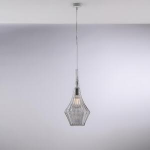 Sospensione Zeus in Ferro e Vetro Pyrex Grigio, �20 x H50 - MAX150 cm, 1xE27 - 55 Watt Max