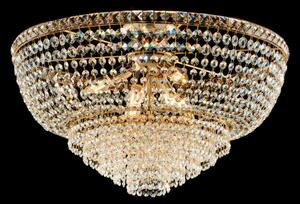 Plafoniera Wagner in ferro e ottone dorato con strass, �62xH40 cm, 8 luci E14 - 42 Watt Max, colore Oro Lucido