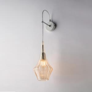 Applique Zeus in Ferro con Vetro Ambra Pyrex 1 Luce, H.64 - L.14 - P.21 cm, Colore Ambra