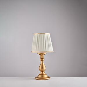 Lumetto in Legno Oro Antico 1 Luce con Paralume Lucca H39 - �20 cm, Colore Oro Antico, Illuminazione 1xE14 - 42 Watt Max