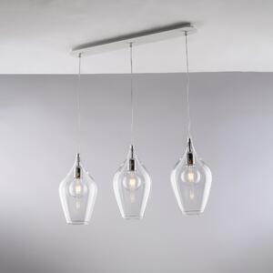 Sistema a binario Ares in ferro con vetri Pyrex trasparenti, 75x10xH41 - MAX 141 cm, illuminazione 3xE27 - 55 Watt Max, colore Trasparente