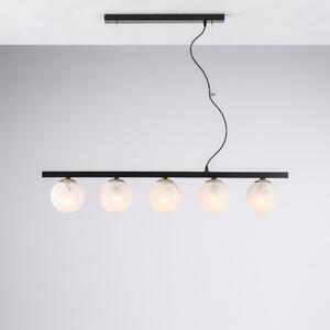 Sospensione Adrian in Ferro Laccato Nero e Bronzato, 101x14xH27 - MAX 157 cm, 5xE14 - 42 Watt Max, Nero Bronzato