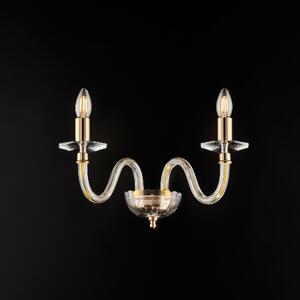 Applique Franz 22x39xh25 cm, Cristallo Oro Lucido, in Ferro Dorato con Vetro Trasparente, 2xE14 - 42 Watt Max
