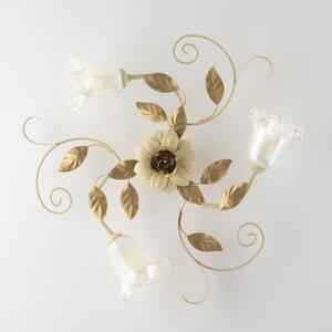 Plafoniera Cesto in Ferro Laccato Avorio Decape, �56xH17 cm, Avorio Oro, 3xE14 - 42 Watt Max