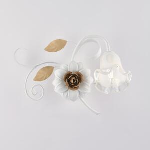Applique Cesto in Ferro Laccato Bianco Shabby, 40x36xh22 cm, 1xE14 - 42 Watt Max, Colore Bianco Avorio