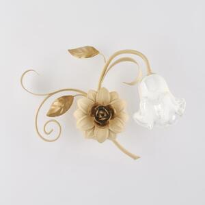Applique Cesto in Ferro Laccato Avorio Decap� 1 Luce, Dimensioni 40x36x22 cm, Colore Avorio Oro