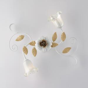 Plafoniera Cesto �52xH17 cm, Bianco Avorio, Ferro Laccato Shabby, 2xE14 - 42W Max