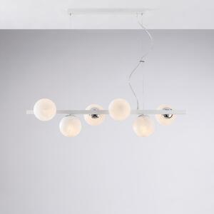 Sospensione Adrian H.30 - MAX 160 - L.101 x 30 cm, Bianco Cromo, Ferro Laccato, 6xE14 - 42 Watt Max