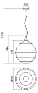 Redo 01-1845 - Lampadario a sospensione con filo SLAG 1xE27/42W/230V diametro 40 cm grigio