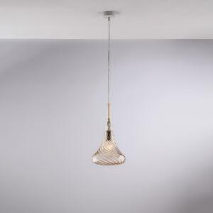 Sospensione Nemesi in Ferro con Vetro Ambra Pyrex, �20xH42 - Max H142 cm, Colore Ambra, 1xE27 - 55 Watt Max