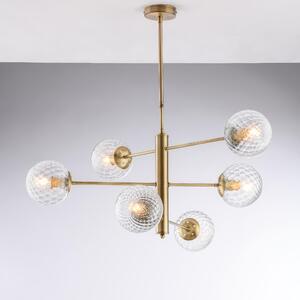 Sospensione Demetra in Ferro Bronzato Spazzolato, 72xMAX 97x�73 cm, 6 Luci E14 - 42 Watt Max, Colore Bronzato