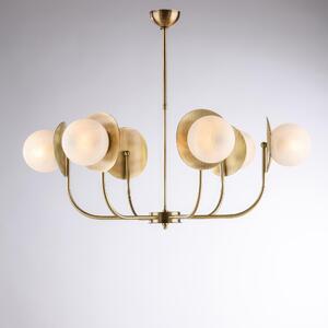 Sospensione Selene in Ferro Bronzato Spazzolato, �92xH55-80 cm, 6 Luci E14 - 42W Max, Colore Bronzato