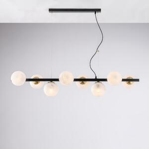 Sospensione Adrian in Ferro Laccato Nero e Bronzato, 121x30xH30 - MAX 160 cm, 8xE14 - 42 Watt Max, Nero Bronzato