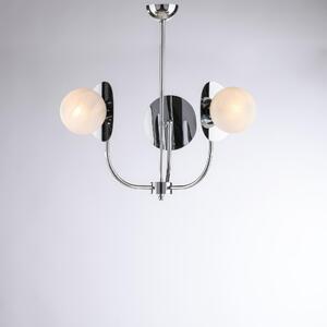 Sospensione Selene in Ferro Cromo Lucido, 3 Luci, �52xH55-80 cm, Colore Cromo Lucido