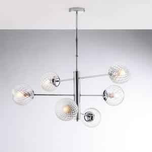 Sospensione Demetra in ferro cromo lucido, �73xH72-97 cm, 6xE14 - 42W max, colore Cromo Lucido