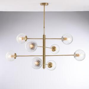 Sospensione Demetra in Ferro Bronzato Spazzolato, 8 Luci, �103xH.82-108 cm, Colore Bronzato, 8xE14 - 42W Max