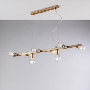 Sospensione Fabian 121x16xH18 148 cm, Oro Antico, Ferro Laccato Nero e Oro, 8 luci E27 - 55 Watt Max