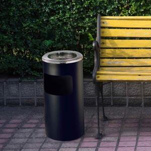 Cestino con posacenere - forma cilindrica, dimensioni 30x61 cm, peso 5 kg bidone interno 15 L con maniglia per lo svuotamento colore nero