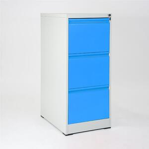 Cassettiera porta documenti con 3 cassetti e serratura Dimensioni 460x620x h 1023 mm Struttura in metallo verniciato - Piedini antiscivolo - finitura Blu