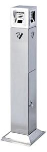 Posacenere autoportante a colonna con struttura quadrata - base ancorabile al suolo dimensioni 25x25xh 108 cm - in acciaio inox lucido