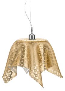 Sospensione in Plexiglass Gold Paglia di Vienna Linea DRAPPEGGI , �36x h 34 cm - 2,5 kg Colore Oro