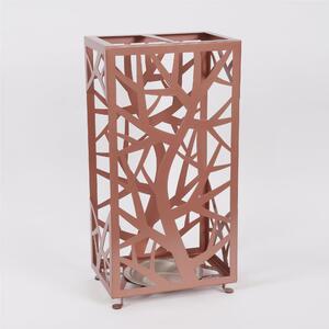 Portaombrelli in metallo rettangolare lavorazione alberi e rami intrecciati di una foresta Dimensioni 30x20xh 56 cm due posti Rame METALLIZZATO