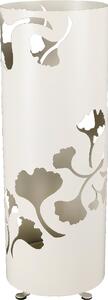 Portaombrelli design moderno Struttura in metallo tagliata al laser GINKGO Dimensioni 20x20xh 60 cm con piedini rialzati e vaschetta raccogli acqua colore avorio