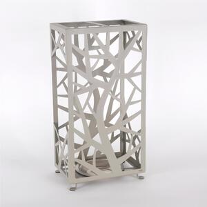 Portaombrelli in metallo rettangolare lavorazione alberi e rami intrecciati di una foresta Dimensioni 30x20xh 56 cm cm due posti colore Tortora pastello