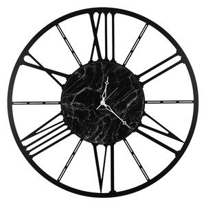 Orologio da parete in Metallo RUOTA in Marmo Nero con quadrante nero Dimensioni 80xh 80cm lancette NERE colore Marmo Nero