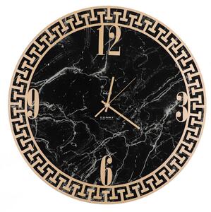 Struttura in vetro marmorizzato con applicazione Marmo GRECO NERO Dimensioni 45xh 45 cm lancette ORO colore Marmo Nero venato