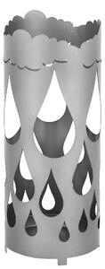 Porta ombrelli design moderno Struttura in metallo tagliata al laser POP GOCCIA Dimensioni 20xh 49 cm con piedini rialzati e vaschetta raccogli acqua Colore Ghisa Metallizzato