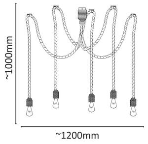 Lampadario a sospensione con filo ROPE CASA 5xE27/12W/230V ragno