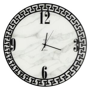 Struttura in vetro marmorizzato con applicazione Marmo GRECO Dimensioni 45xh 45 cm lancette ORO colore Nero Pastello