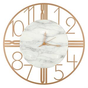 Orologio da parete in Metallo ASTRO in Marmo Carrara quadrante in vetro Dimensioni 52xh52 cm lancette ORO colore Oro Metallizzato