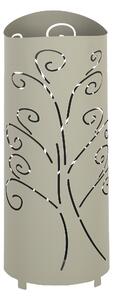 Porta ombrelli design moderno Struttura in metallo tagliata al laser POP ALBERO DELLA VITA Dimensioni 20xh 49 cm con piedini rialzati e vaschetta raccogli acqua Colore Tortora Pastello