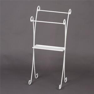 Porta asciugamano in ferro battuto con ripiano in Metallo dimensioni 41x31x h 93 cm - peso 4,5 kg Stile classico Linea bagno Bianco Pastello