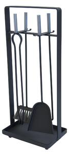 Gruppo per camino Set di accessori camino in Ferro Battuto MONZA 31x20,5Xh 69 cm - 8 kg colore Nero patinato argento lavorazione artigianale in stile classico made In Italy 100x100