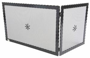Parascintille ANGOLARE da 80 cm Reversibile in ferro Battuto Dimensioni 80,5 x40x h 45,5 cm - Peso 5,3 adattabile al profilo di camini angolari con angoli sia a destra che a sinistra. colore Nero