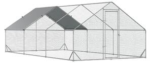 PawHut Pollaio da Giardino con Telaio Zincato, Copertura Impermeabile e Rete Esagonale, 3x6x2m, Argento
