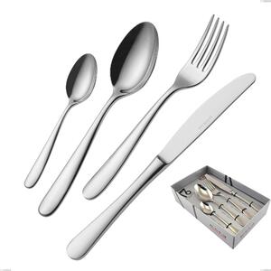 Confezione vetrina 16 pezzi Beta, 18.10 (AISI304), spessore 4mm, finitura inox lucido a specchio