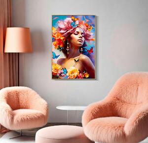 Dipinto su tela completo di telaio in legno e cornice MARTY Dimensione 62x4x h 92 cm telo in plastica multicolor