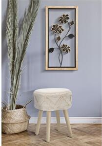 Pannello decorativo 3D da parete in metallo e legno con fiori, GIRISH -A Dimensioni 30x2,5x h 60 cm peso 1,500 kg colori nero marrone
