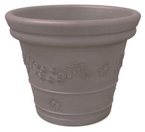 Vaso festonato in Polietilene con decoro a rilievo TONDO dimensioni 55x43xh 40 cm adatto interno esterno colore Tortora