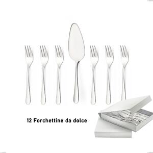 Confezione a libro 13 pezzi, forchettine pi� paletta dolce Beta, 18.10 (AISI304), spessore 4mm, finitura inox lucido a specchio