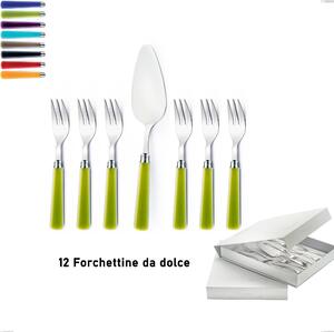 Confezione a libro 13 pezzi, forchettine pi� paletta dolce candy eme, Acciaio 18/10 AISI 304 Lucido manicatura acrilico