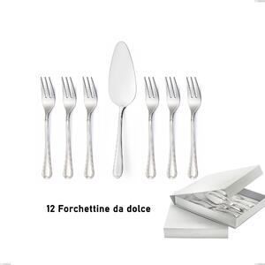 Confezione a libro 13 pezzi, forchettine pi� paletta dolce Euro, 18/10 (AISI304), spessore 2,00 mm